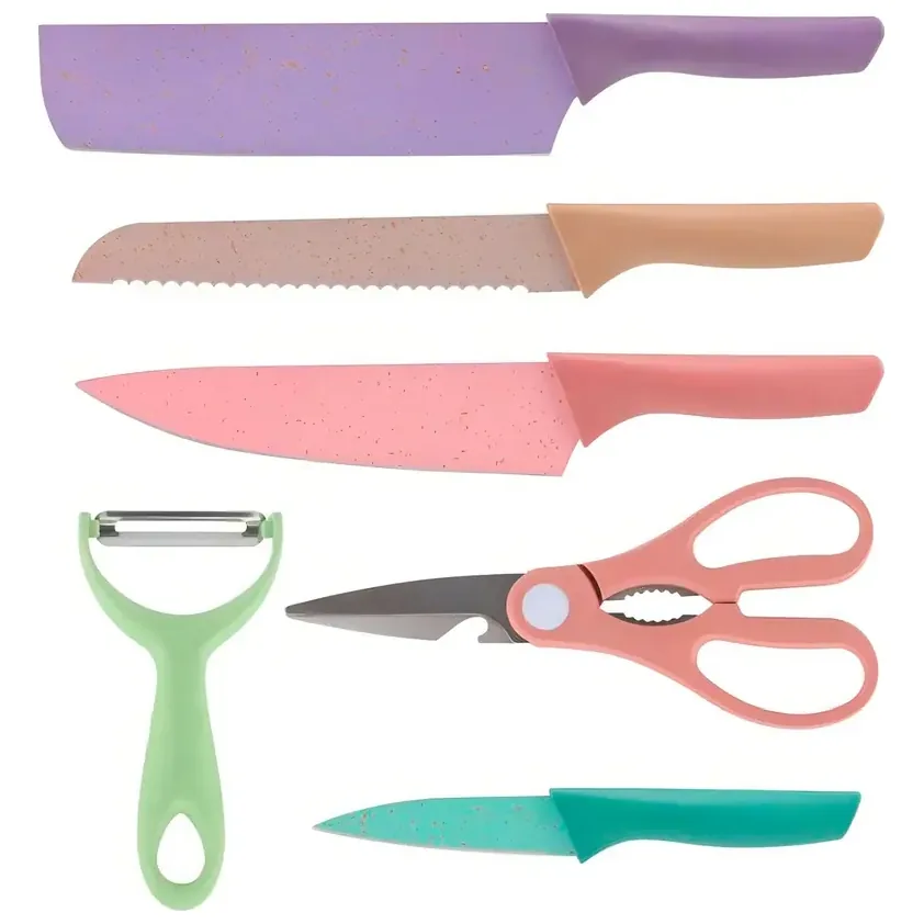 Set 6 cuchillos + tijeras + pelador