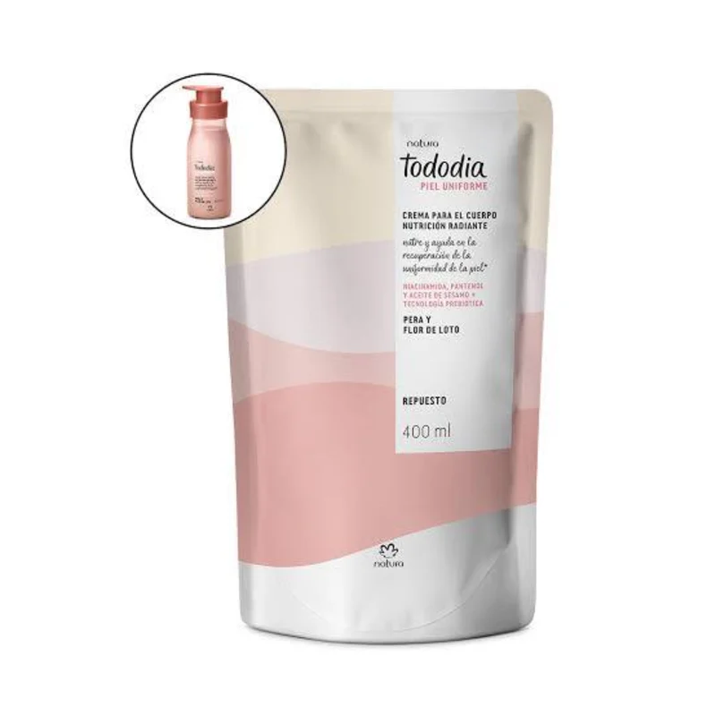 Repuesto Crema Nutritiva para el Cuerpo Tododia Pera y Flor de Loto Natura 400 ml