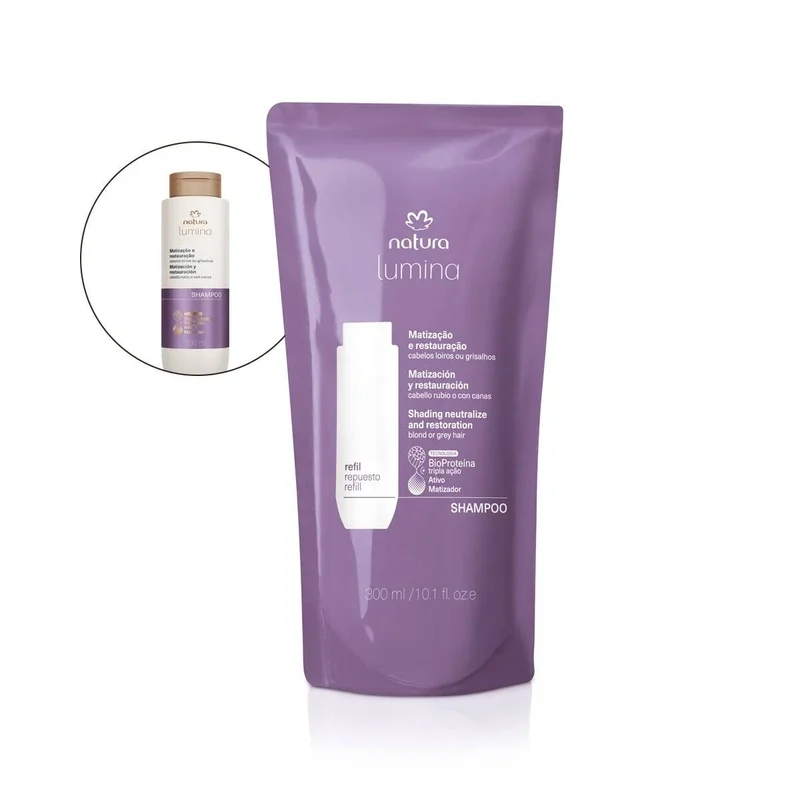 Repuesto Shampoo Matización y Restauración Lumina Cabello Rubio o con Canas Natura 300 ml