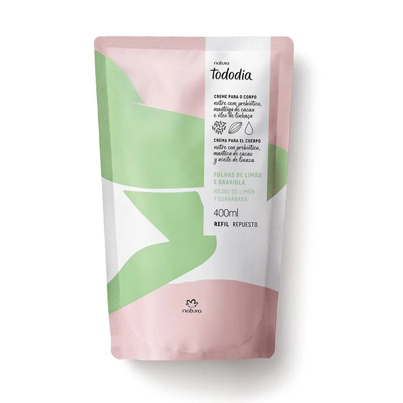 Repuesto Crema Nutritiva para el Cuerpo Tododia Hojas de Limón y Guanábana Natura 400 ml