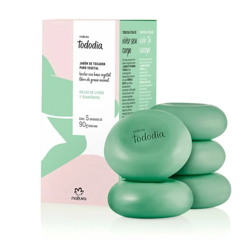 Jabones en Barra Puro Vegetal Tododia Hojas de Limón y Guanábana (5 uds. de 90 g c/u)