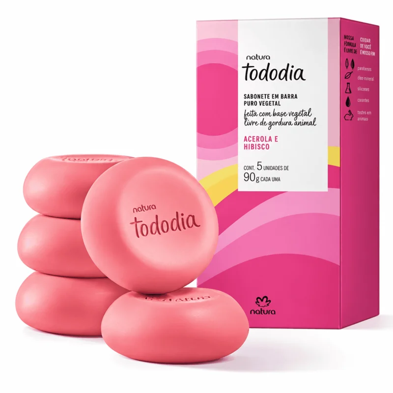 Jabones en Barra Puro Vegetal Tododia Acerola e Hibisco (5 uds. de 90 g c/u)