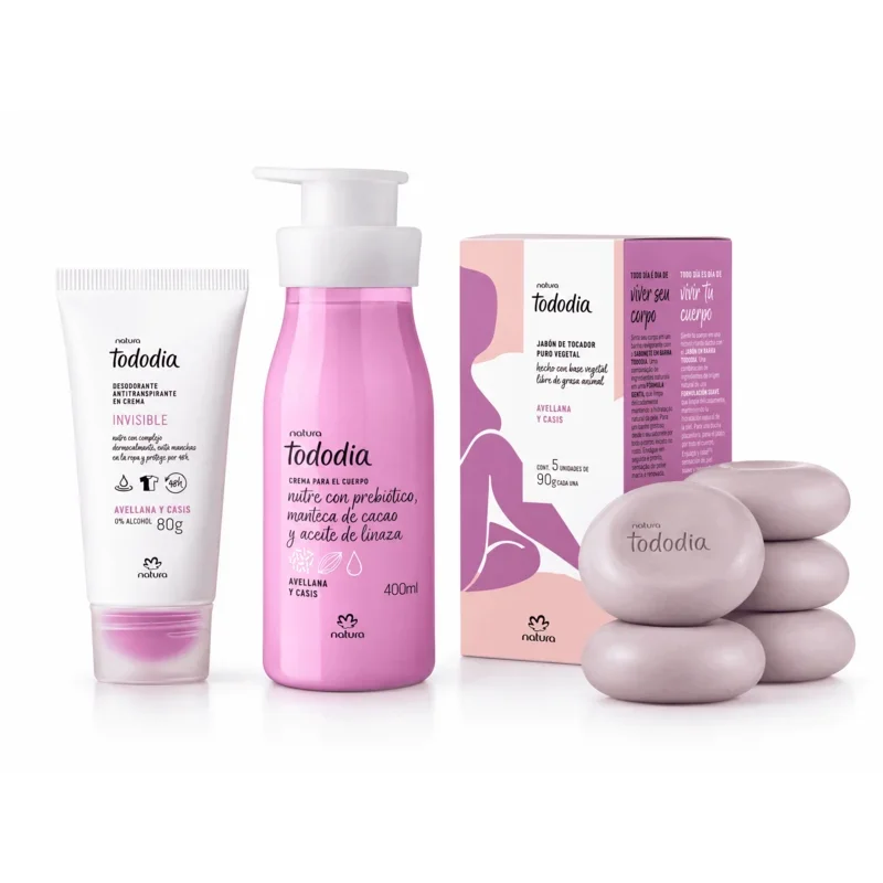 Pack Tododia Avellana y Casis Natura (Crema Desodorante 80 g + Crema Corporal 400 ml + 5 Jabones 90 g)