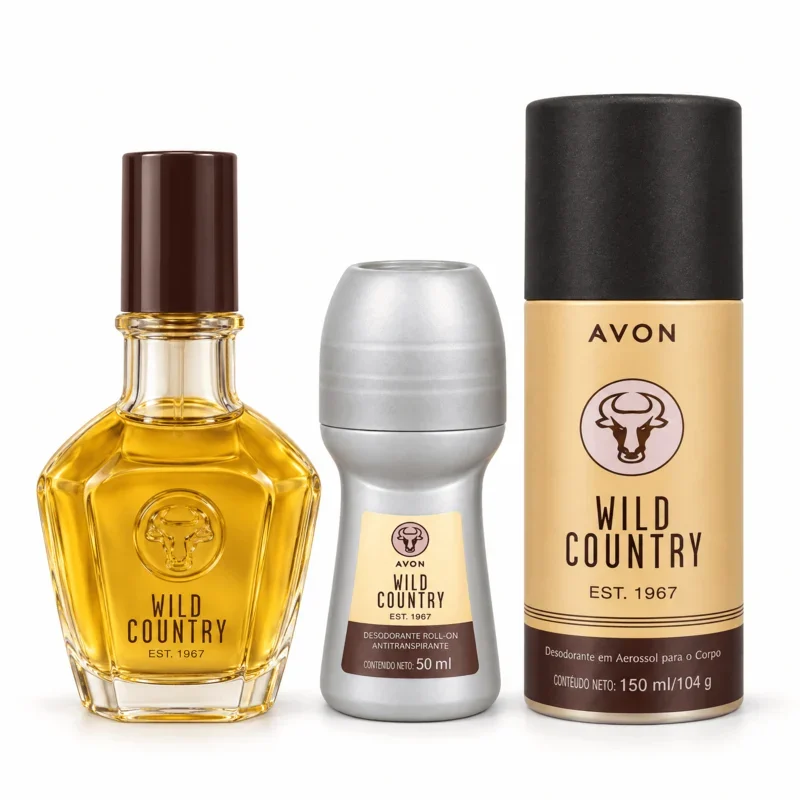 Pack Perfume Wild Country 75 ml + Aerosol 150 ml + Roll-On 50 ml Avon