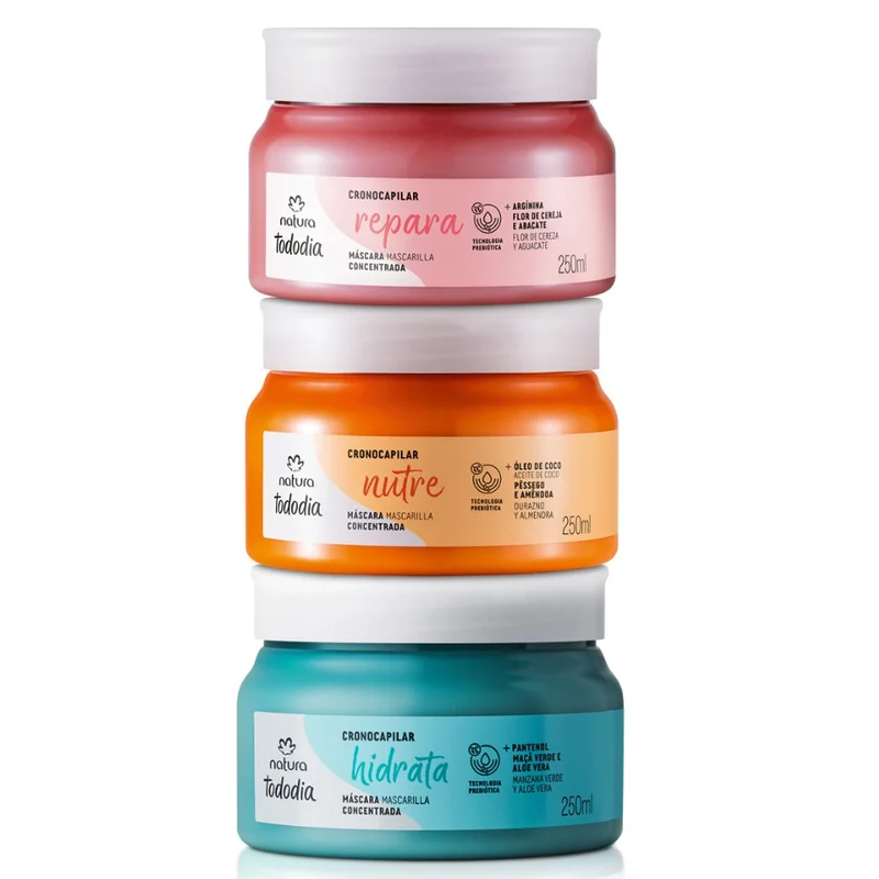 Pack 3 Máscaras Capilares Concentradas Cronocapilar Tododia Natura 3 x 250 ml